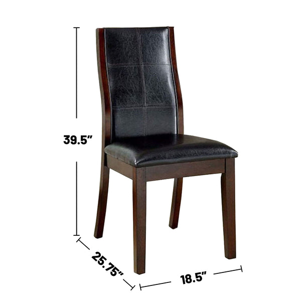English Elm Set of 2 Espresso Leatherette Dining Chairs Brown Cherry Finish Padded Curved Back Stylish Comfort B016P156358