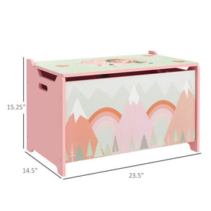 English Elm Qaba Wooden Kids Toy Chest with Safety Lid Animal Theme Playroom Storage Box W2225P156292