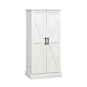 English Elm 50" Freestanding Pantry Cabinet with Led Sensor Light and Adjustable Shelves Mdf White W1120127335