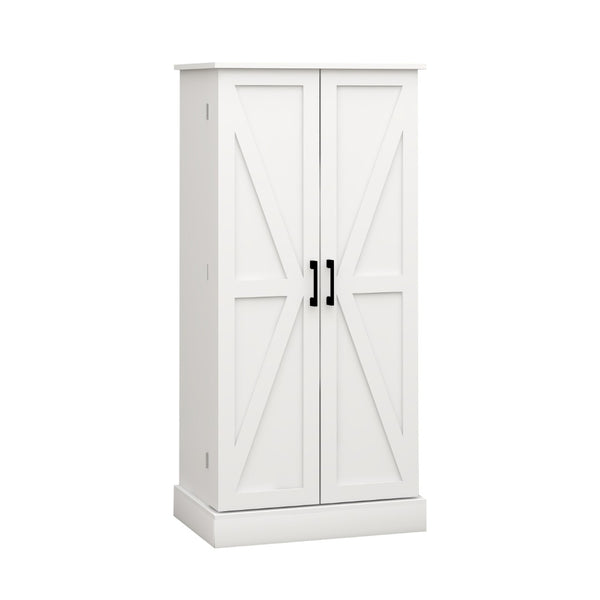 English Elm 50" Freestanding Pantry Cabinet with Led Sensor Light and Adjustable Shelves Mdf White W1120127335