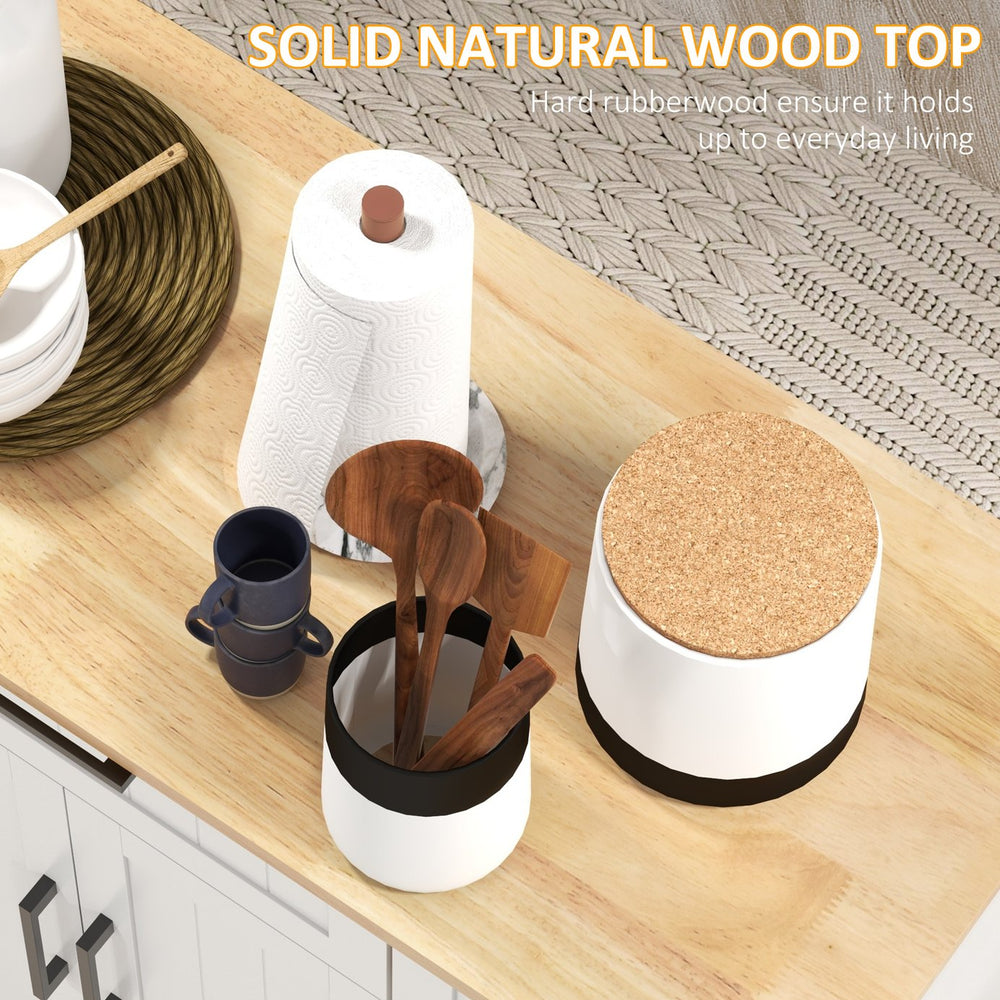 English Elm Homcom Rolling Kitchen Island With Rubberwood Top, Drawer, Storage Cabinet & Spice Rack - Mobile & Stylish W2225P156375