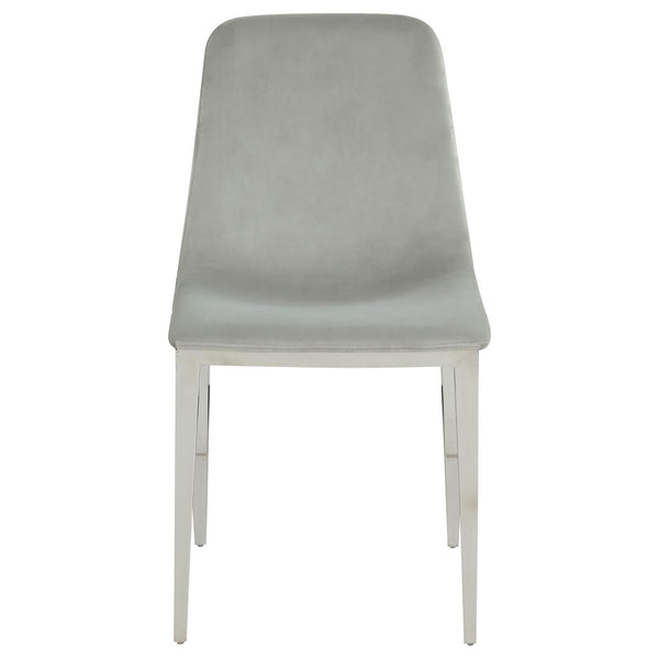 English Elm Light Grey Velvet Side Chairs Set of 4 — Italian-Inspired Velvet Upholstery, Foam Comfort, Chrome Frame B062S00323