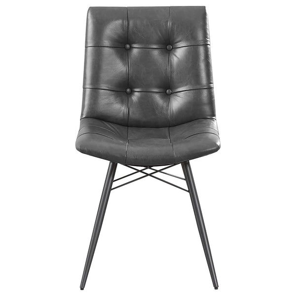English Elm Charcoal Tufted Back Dining Chairs Set of 4 – Gunmetal Angled Metal Legs, Faux Leather, 350 lb Capacity B062S00326
