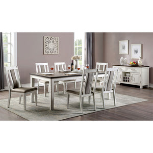 English Elm Set of 2 Upholstered Side Chairs with Weathered White & Warm Gray Finish, Rustic Contoured Comfort and Modern Two-Tone Appeal B016P156291