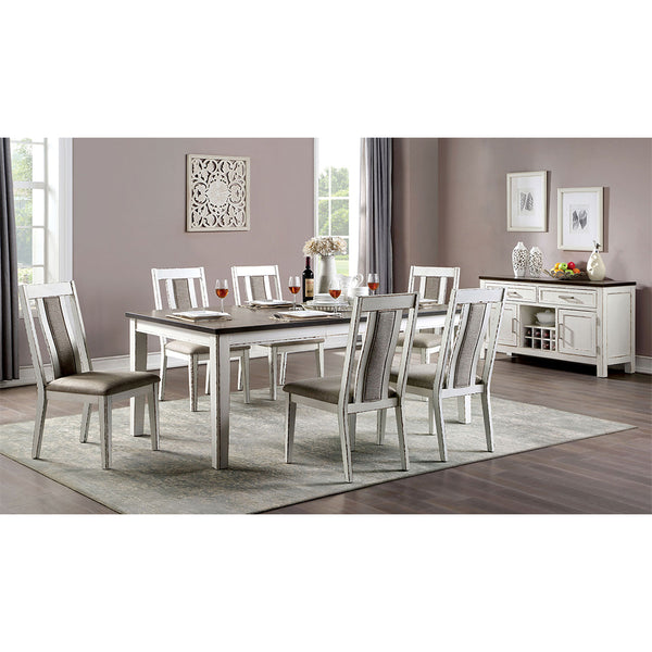 English Elm Set of 2 Upholstered Side Chairs with Weathered White & Warm Gray Finish, Rustic Contoured Comfort and Modern Two-Tone Appeal B016P156291