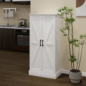 English Elm 50" Freestanding Pantry Cabinet with Led Sensor Light and Adjustable Shelves Mdf White W1120127335