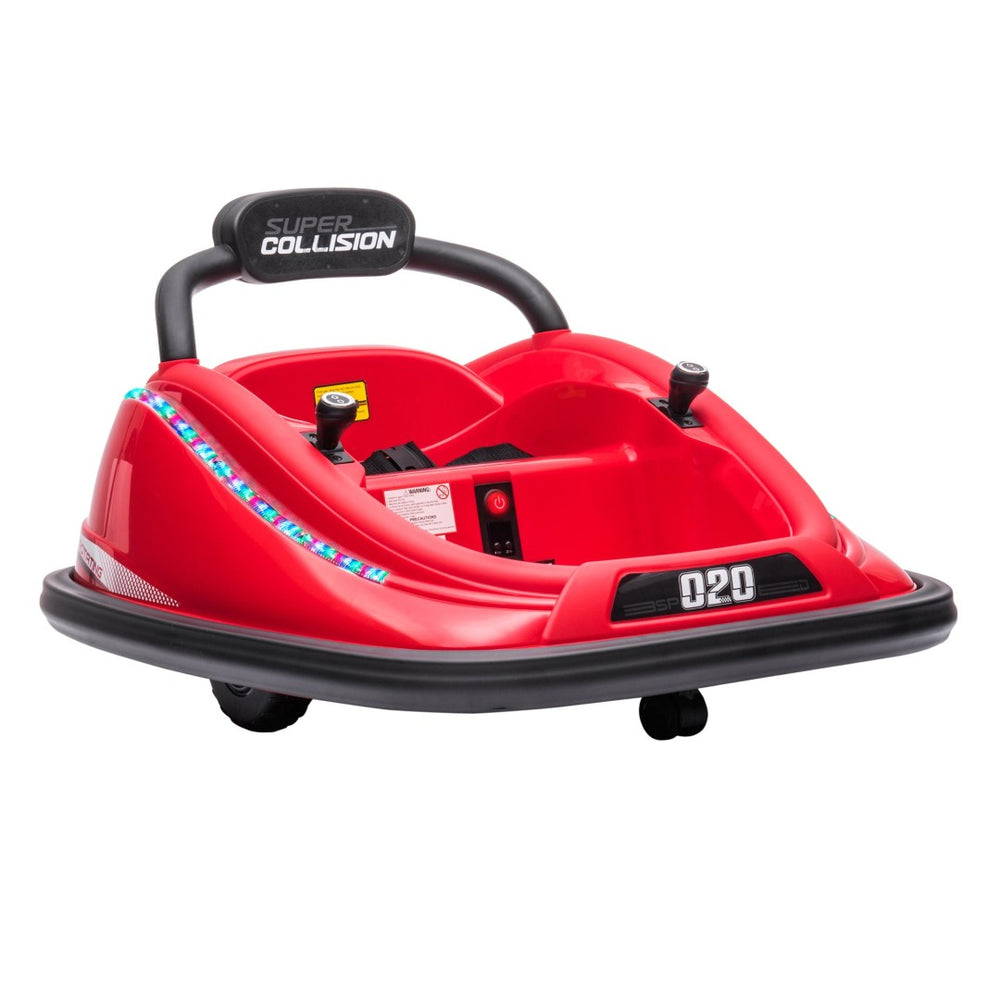English Elm Aosom 12v Toddler Ride on Bumper Car with Dual Motors 360 Spin Led Glow Red W2225P156329