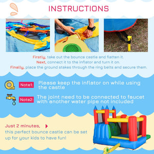 English Elm Outsunny 6in1 Inflatable Bounce House Water Slide Pool Backyard Kids Summer Fun W2225P156337