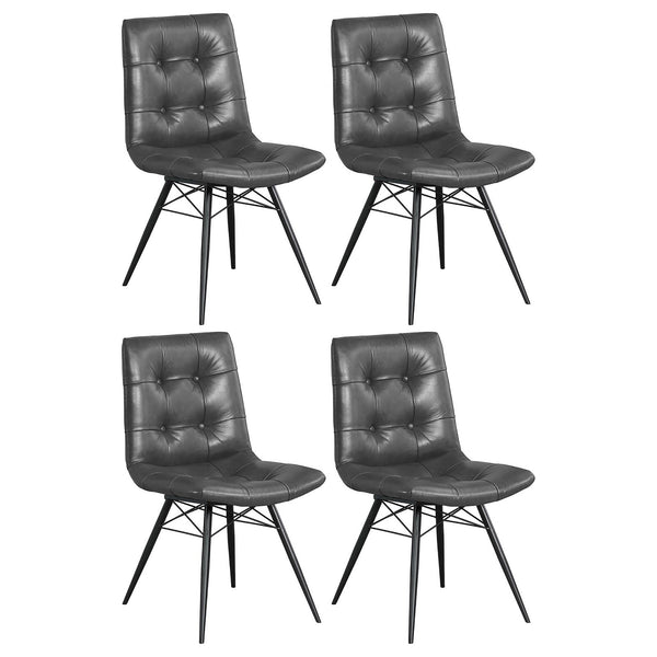 English Elm Charcoal Tufted Back Dining Chairs Set of 4 – Gunmetal Angled Metal Legs, Faux Leather, 350 lb Capacity B062S00326
