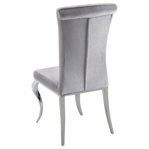 English Elm Grey Upholstered Side Chairs Set of 4 — Velvet Hollywood Glam Dining Chairs with Chrome Legs, Durable Comfort B062S00327