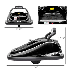 English Elm Aosom 12v Toddler Ride on Bumper Car with Dual Motors 360 Spin Led Glow Black W2225P156331