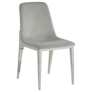 English Elm Light Grey Velvet Side Chairs Set of 4 — Italian-Inspired Velvet Upholstery, Foam Comfort, Chrome Frame B062S00323