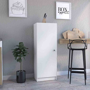 English Elm Kitchen Pantry Slim 47" H Single Door Storage Cabinet with Four Adjustable Shelves for Small Spaces White 51.18 L x 27.95 W x 3.15 H B097133245