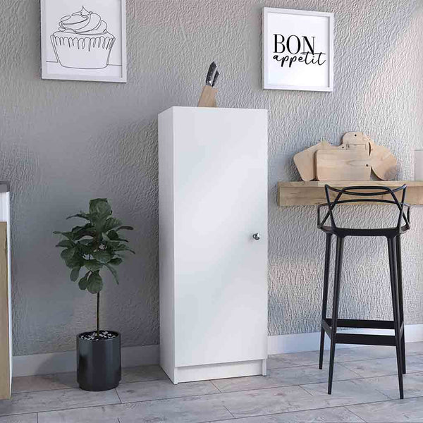 English Elm Kitchen Pantry Slim 47" H Single Door Storage Cabinet with Four Adjustable Shelves for Small Spaces White 51.18 L x 27.95 W x 3.15 H B097133245