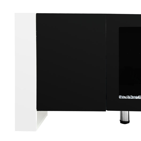 English Elm On-trend Gloss Media Console with Built-in Electric Fireplace for Living Rooms Black SD000029AAB