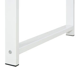 English Elm HOMCOM 88" Extra Long 2-Person Computer Desk with 4-Tier Bookshelf, Sturdy Steel Frame, Natural Wood W2225P156387