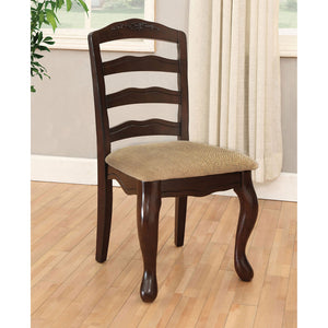 English Elm Set of 2 Curvy Ladder Back Dining Chairs in Dark Walnut with Plush Tan Fabric Seats, Affordable Style B016P156224
