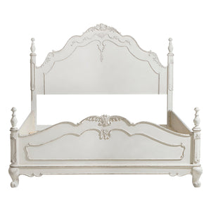 English Elm Victorian Cinderella Full Bed Antique White with Floral Carvings, Classic Post Finials, Fairy‑Tale Charm B011S00719