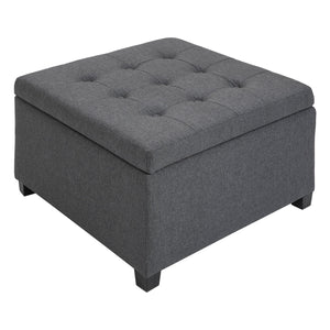 English Elm HOMCOM Tufted Storage Ottoman with Flip-Top Lid, Linen-Feel Upholstery, Safe Hinge & 330lb Capacity W2225P156376
