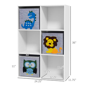 English Elm Qaba Kids Toy Organizer Bookcase with 6 Cubes & Animal Motifs, Sturdy MDF, Anti-Tip, Easy Assembly W2225P156299