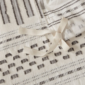 English Elm Full/Queen Rhea Cotton Jacquard Duvet Cover Mini Set – Ivory Striped Eyelash Texture, OEKO-TEX, Button Closure B03596464