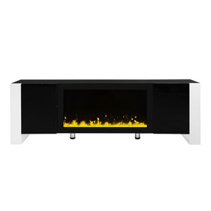 English Elm On-trend Gloss Media Console with Built-in Electric Fireplace for Living Rooms Black SD000029AAB