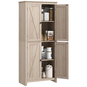 English Elm HOMCOM 72" Freestanding 4-Door Kitchen Pantry Cabinet with 4 Tiers, Adjustable Shelves & Anti-Tip Strap W2225P156379