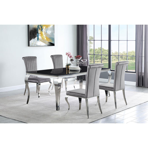 English Elm Grey Upholstered Side Chairs Set of 4 — Velvet Hollywood Glam Dining Chairs with Chrome Legs, Durable Comfort B062S00327
