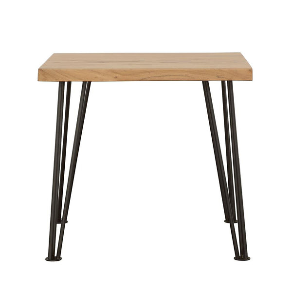English Elm Natural Acacia Wood End Table With Matte Black Hairpin Legs For Modern Living Spaces & Decor B062S00318