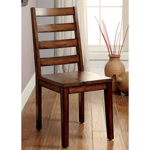 English Elm Set of 2 Tobacco Oak Dining Chairs with Ladder Back Design, Rustic Country Charm and Durable Finish B016P156597