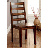 2 Ladder Back Wooden Dining Chairs, Tobacco Oak Finish - Sturdy, Set of 2