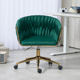 Hearth and Haven Modern Design The Backrest Is Hand-Woven Office Chair, Vanity Chairs with Wheels, Height Adjustable, 360° Swivel For Bedroom Living Room W2215P147914