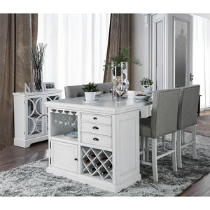 English Elm Set of 2 Rustic Fabric Counter Height Chairs Antique White Legs Light Gray Tufted Cushions Comfortable B016P156453