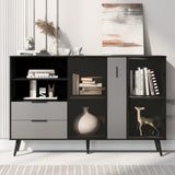 U-Style Two-Door Storage Cabinet - 2 Drawers Metal Handles for Entryway