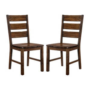 English Elm Set of 2 Walnut Finish Ladder Back Side Chairs — Industrial Rustic Dining Seating with Angled Comfort B016P156595