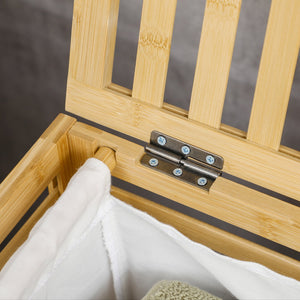 English Elm HOMCOM Bamboo Laundry Hamper with Lid and Removable Liner, 53L Space-Saving Natural Basket, Stylish Organizer W2225P157901