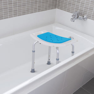 English Elm Homcom 6-Level Adjustable Curved Bath Stool – Aluminum Non-Slip Shower Chair, Ergonomic Seat, 300 lb Capacity W2225P156390