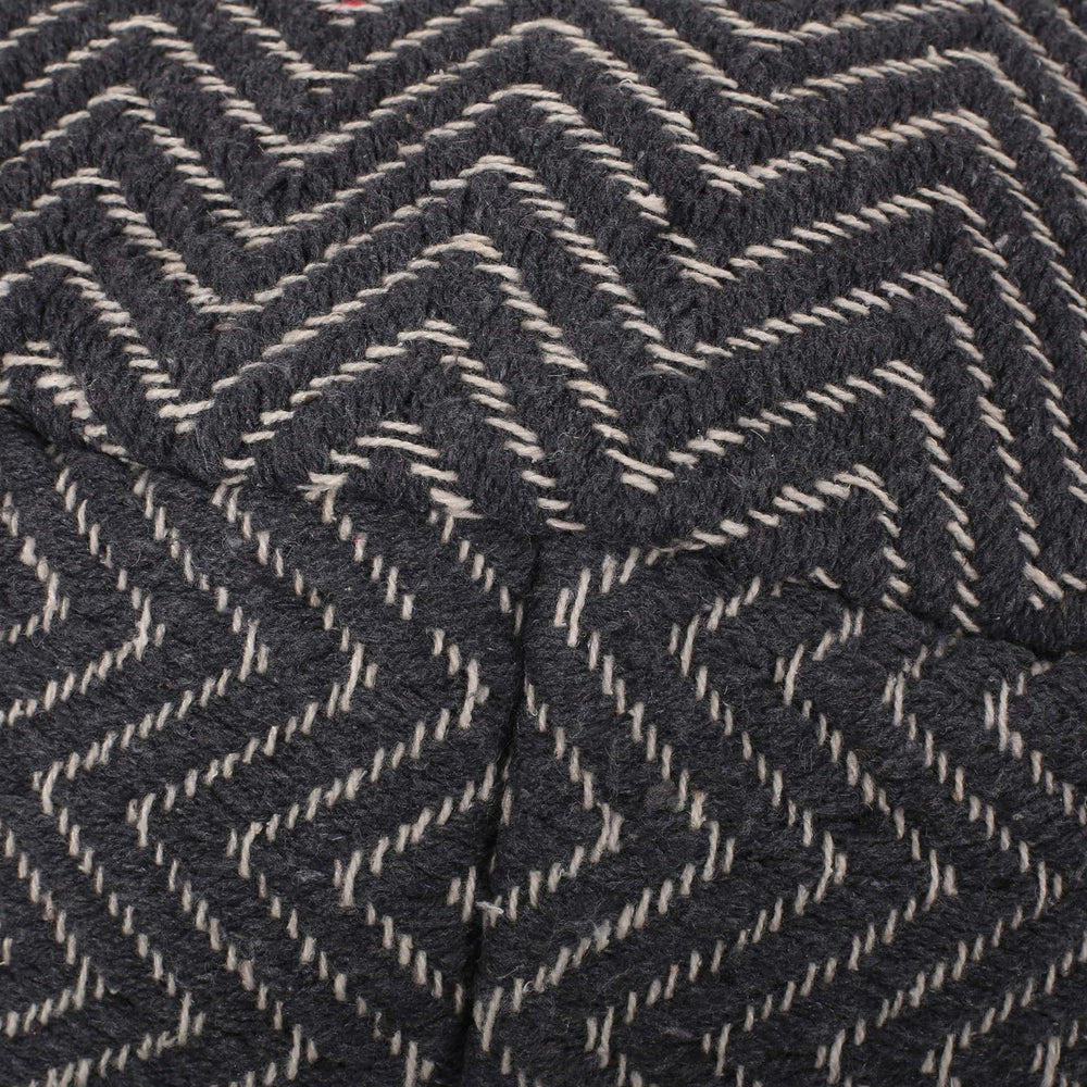 English Elm Christopher Knight Home® - WOVEN Cotton Pouf Dark Gray Handwoven Boho Zigzag Design Removable Zip Cover Polystyrene Beads 16" 67857.00