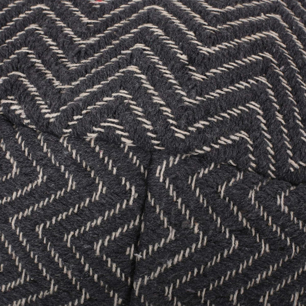 English Elm Christopher Knight Home® - WOVEN Cotton Pouf Dark Gray Handwoven Boho Zigzag Design Removable Zip Cover Polystyrene Beads 16" 67857.00