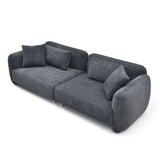 English Elm 110.23 Inches Teddy Velvet Sofa, Mid Century Sofa 3 Seater Couch With 4 Pillows For Bedroom, Living Room, Lounges, Office, Apartment Black