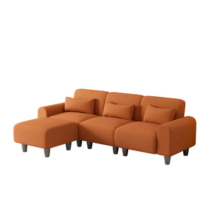 Hearth and Haven Yawn 3-Piece Convertible Sectional Sofa Set with Pillows, Orange and Black W1658S00013