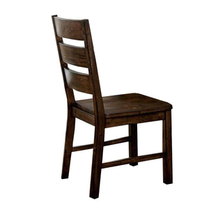 English Elm Set of 2 Walnut Finish Ladder Back Side Chairs — Industrial Rustic Dining Seating with Angled Comfort B016P156595