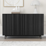 Wave Pattern Storage Cabinet, 2 Doors & 2 Drawers, Adjustable, For Study, Entrance, Living Room