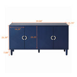 Hearth and Haven Stylish and Functional 4-Door Storage Cabinet with Pine Legs and Mdf, For Living Room Bedroom, And Kitchen, Navy Blue W757P144371