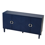 Hearth and Haven Stylish and Functional 4-Door Storage Cabinet with Pine Legs and Mdf, For Living Room Bedroom, And Kitchen, Navy Blue W757P144371