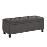 Hearth and Haven Upholstered Tufted Button Storage Bench , Linen Fabric Entry Bench with Spindle Wooden Legs, Bed Bench- Dark Gray W2186P151307