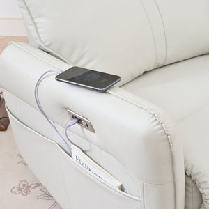 English Elm 270° Power Swivel Rocker Recliner Chair - Pu Leather Electric Glider With Usb Ports For Comfort W1028S00026