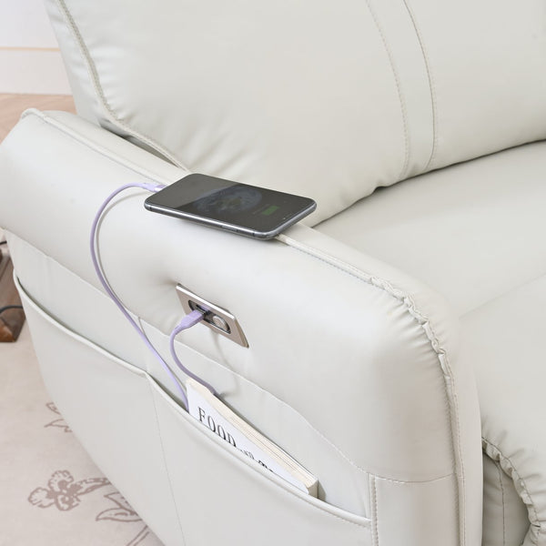 English Elm 270° Power Swivel Rocker Recliner Chair - Pu Leather Electric Glider With Usb Ports For Comfort W1028S00026