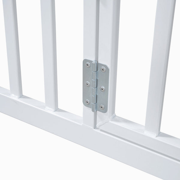 English Elm Twin Metal House Bed with Roof, Fence & Door — Enclosed Playful Twin Frame for Imaginative Kids Sleeps White MF315932AAK