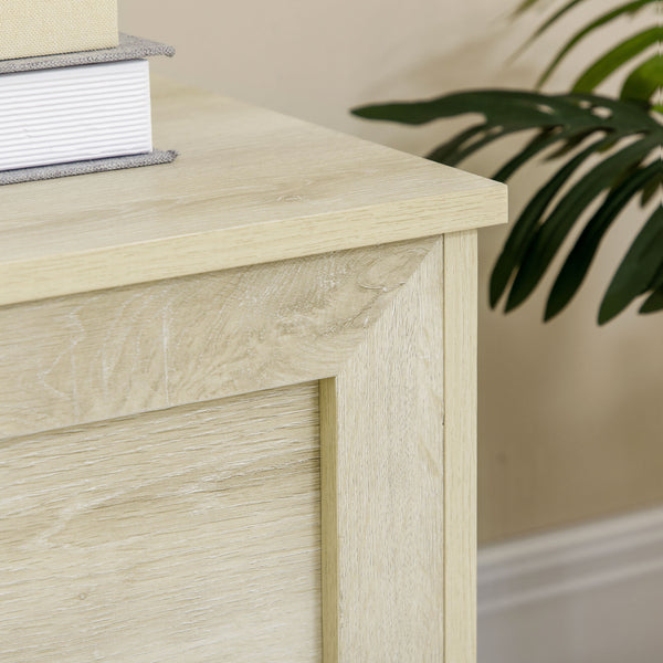 English Elm HOMCOM Farmhouse Storage Chest 30" – Lift-Top Blanket Box with Safety Hinge, 66lb Capacity, White W2225P156389